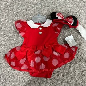 Disney Red Polka Dot Baby Dress with Headband